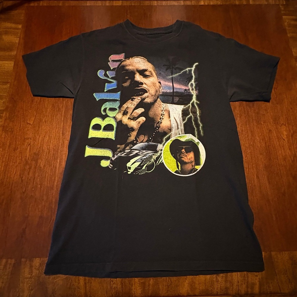 Balvin Lightning Bolt Graphic T-Shirt Medium M Reggaeton Rap Tee Bravado License